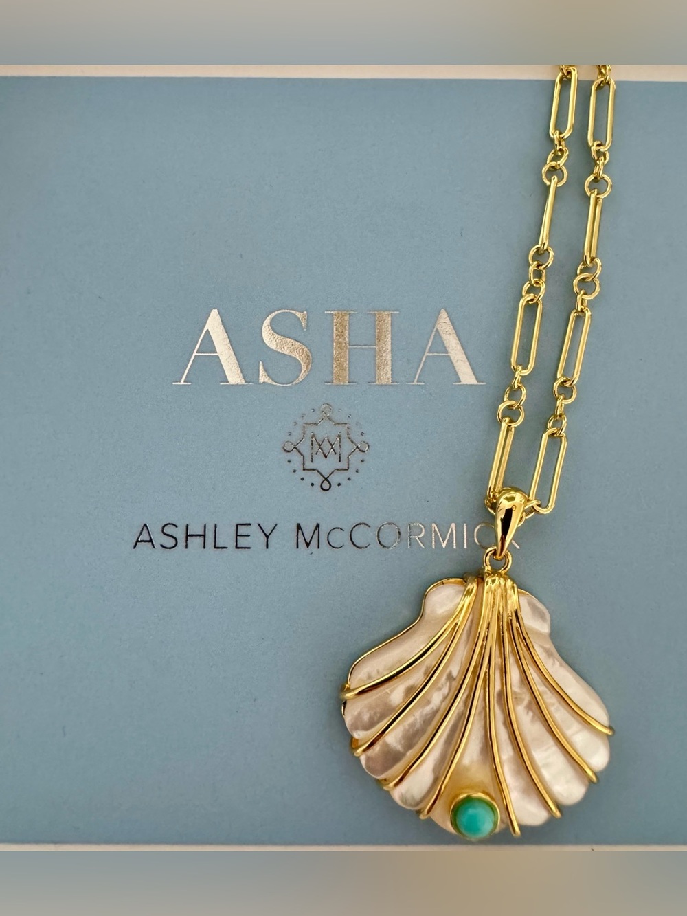 ASHA Marina Shell Charm on 17”mixed link chain ✨NWT✨ - Picture 5 of 9